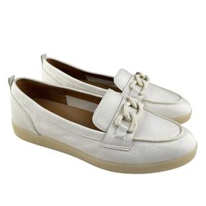 Naturalizer Kateri Womens Loafers 11W Off-White Leather Chain Link Slip On Flats
